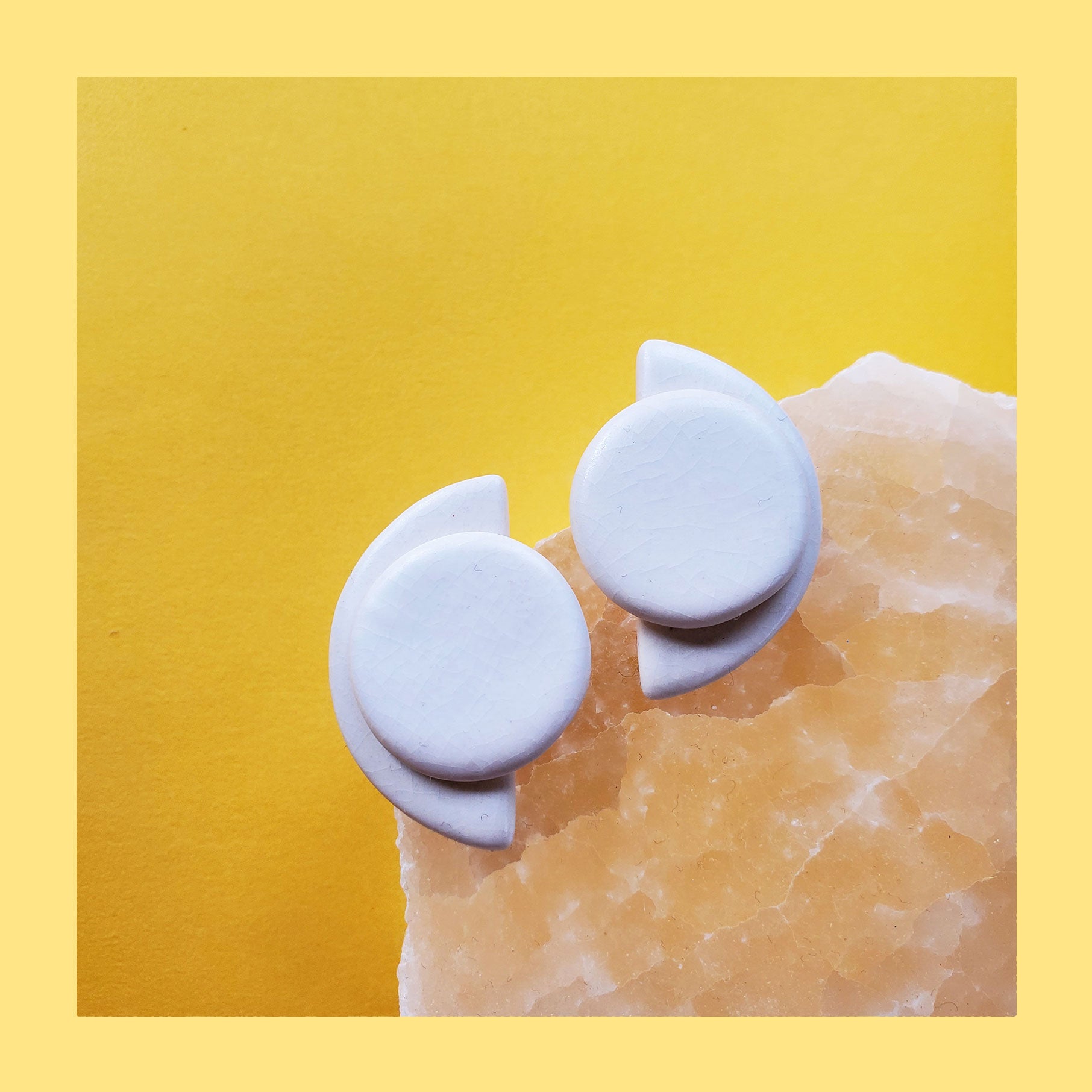 Modern Moon Ceramic Earrings